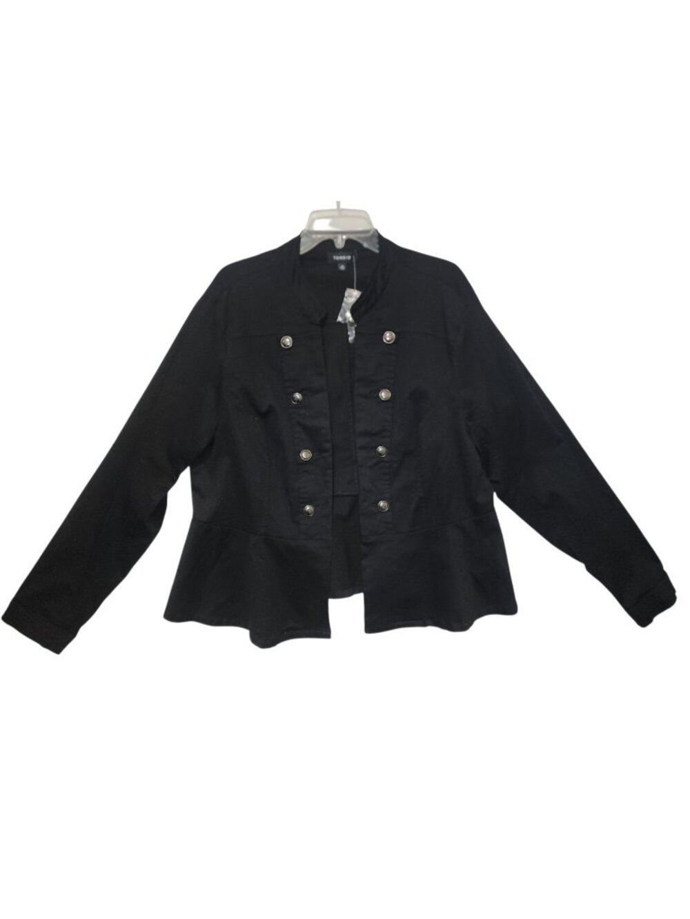 Torrid Military Style Jacket 3 Black Peplum Stretch Twill Button Front